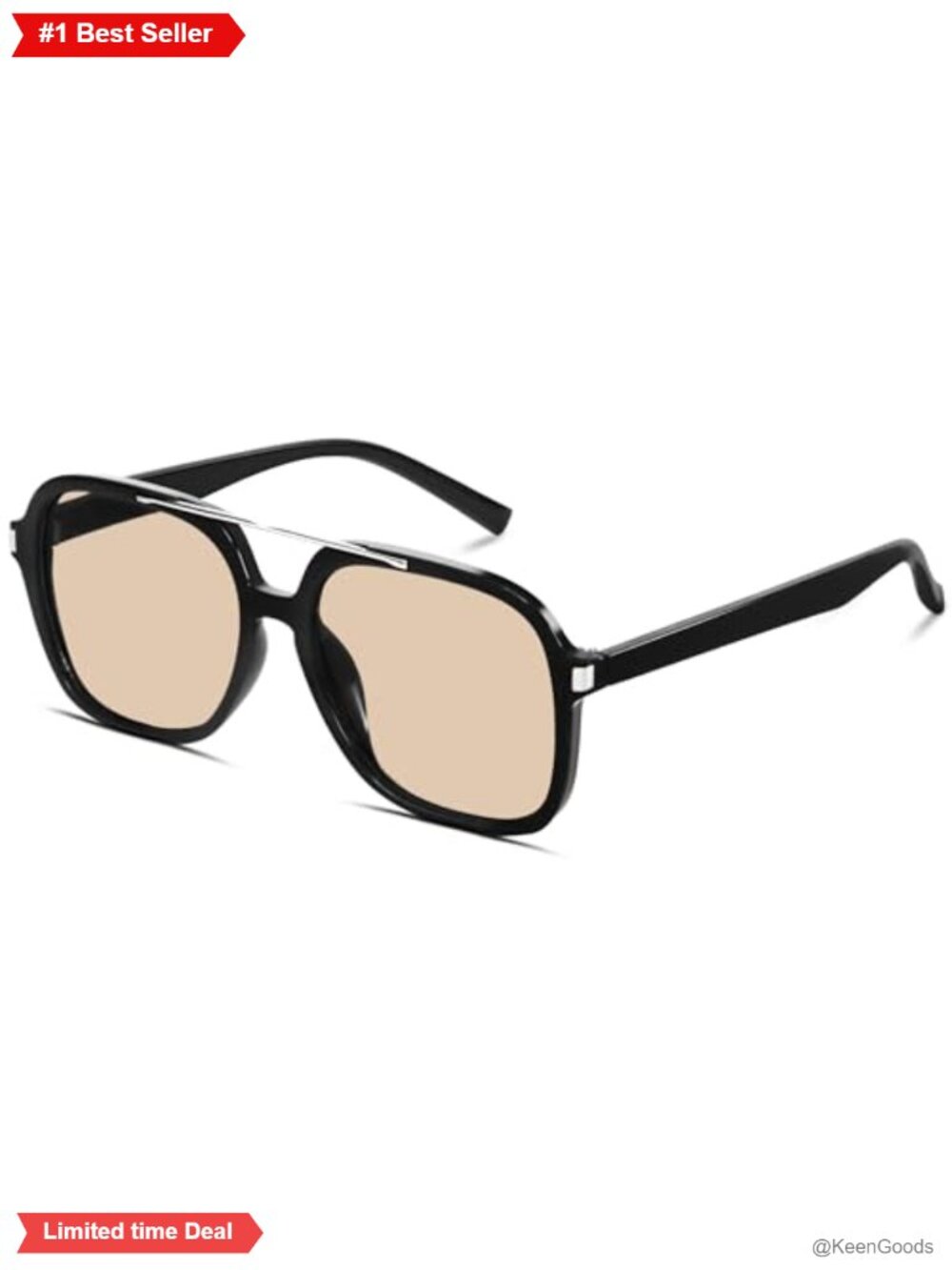Aviator Sunglasses Retro Square Metal Top Bar Full Frame UV Protection